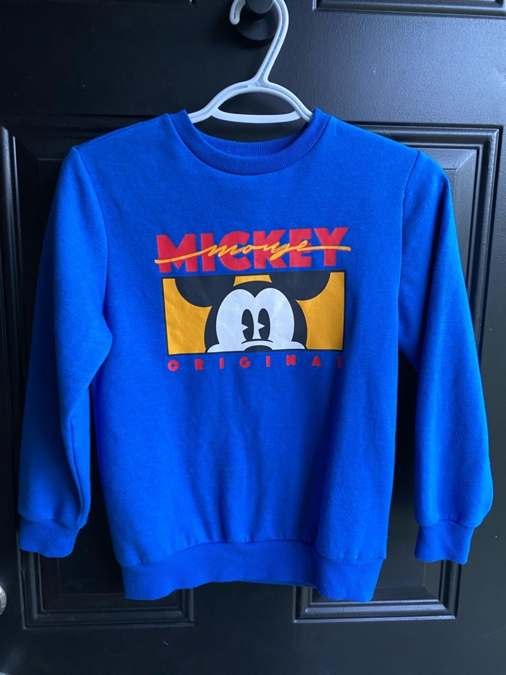 Disney Royal Blue Mickey Graphic Sweatshirt with Yellow & Red Accents